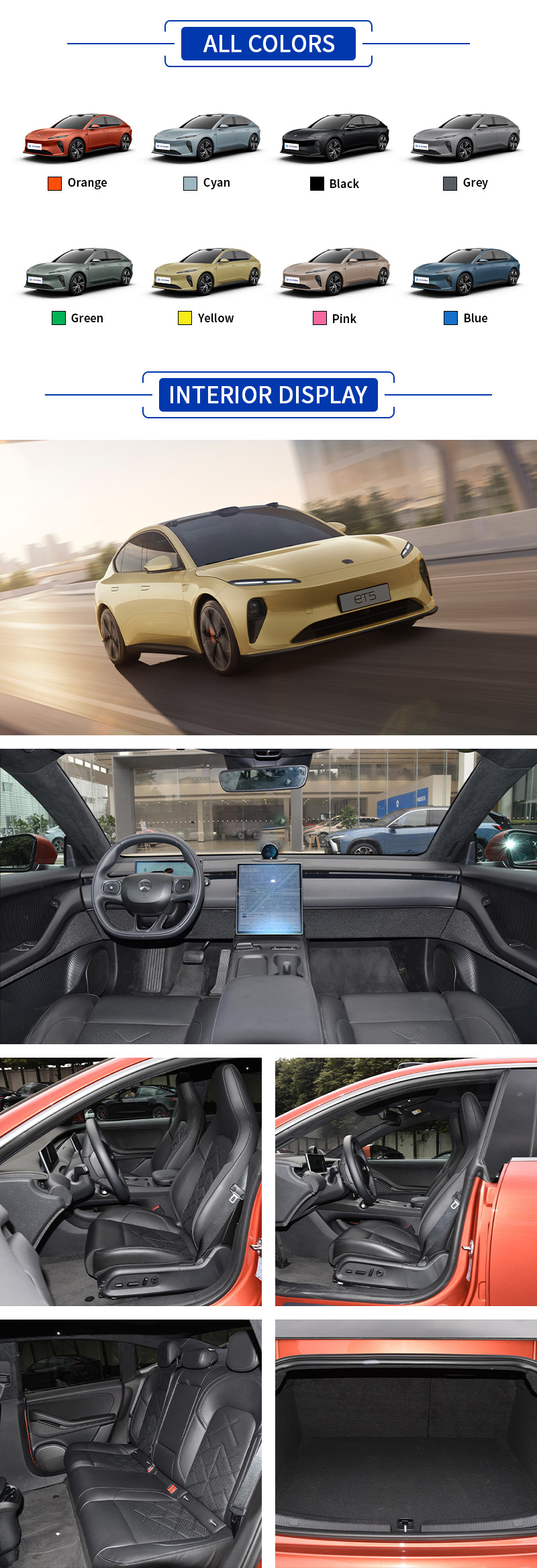 NIO ET5 All Colors,NIO ET5 All Interior Display